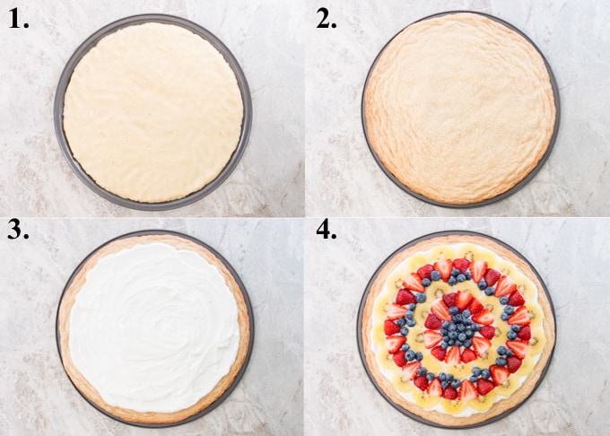 how to make fruit pizza steps 1-4