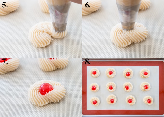 step by step picture of how to pipe butter cookies