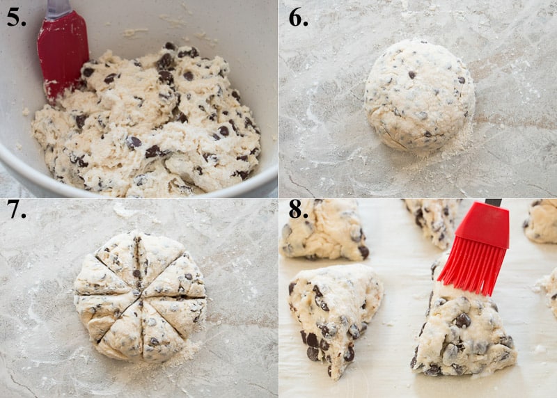 steps 5-8 how to make chocolate chip scones