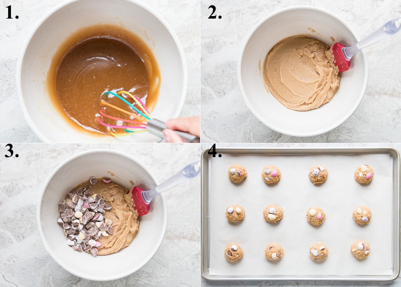 Process pictures of how to make mini egg cookies