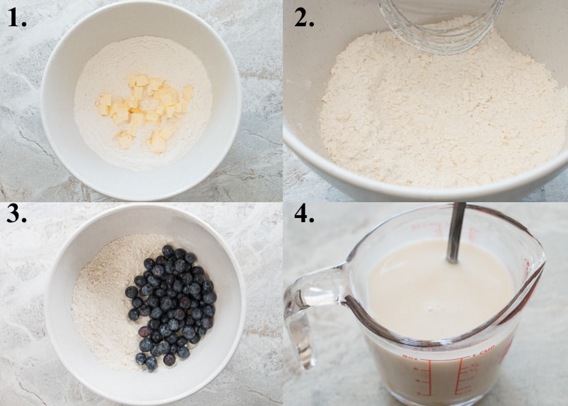 how to make blueberry scones steps 1 to 4