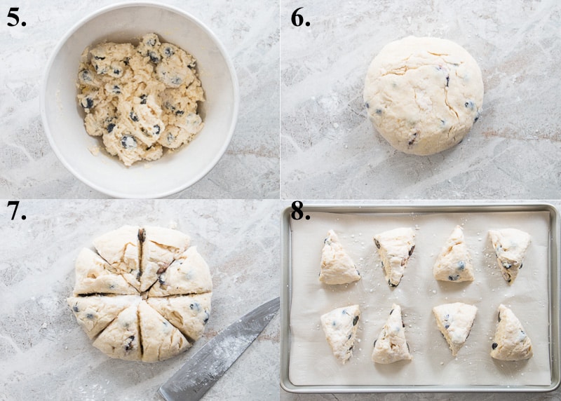 how to make blueberry scones steps 5-8