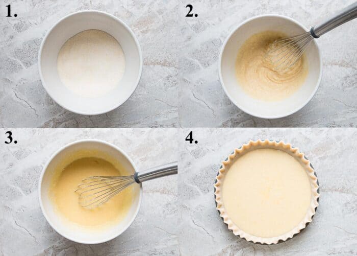 Process pictures of how to make chess pie