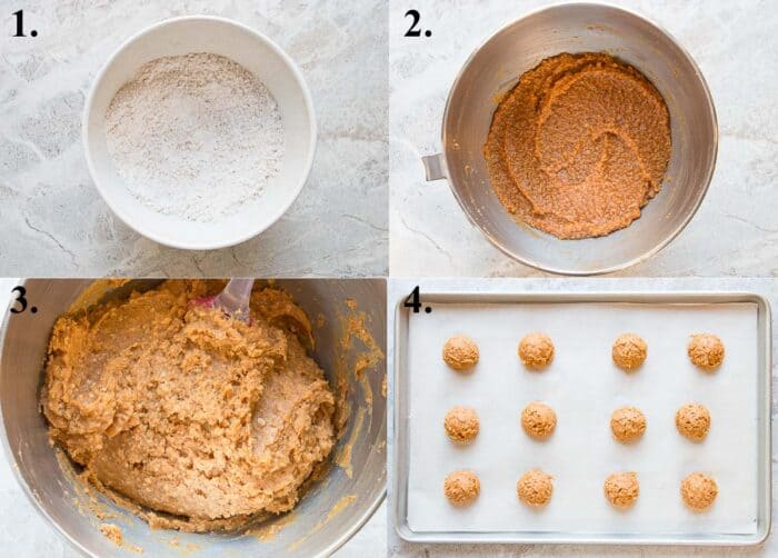 picture collage of how to make pumpkin oatmeal cookies