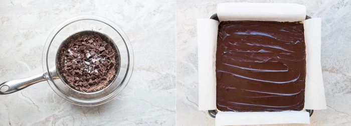 melting chocolate for chocolate ganache topping