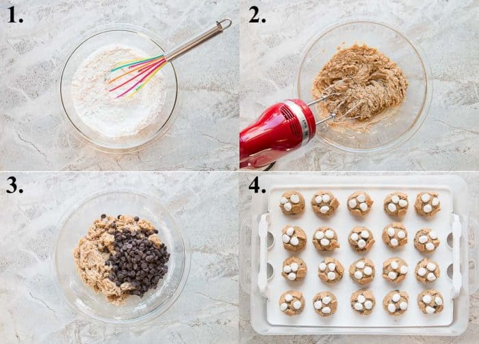 a picture collage of how to make s'mores cookies