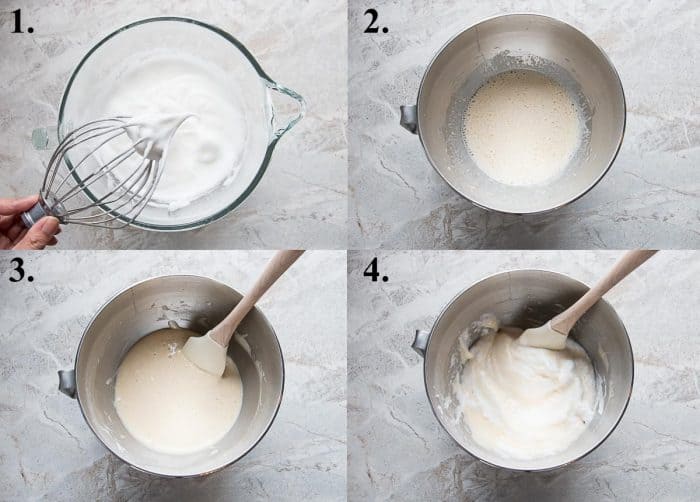 A picture collage of how to make sponge cake.