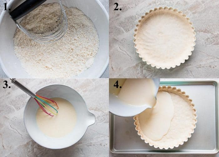 A photo collage of how to make lemon tart.