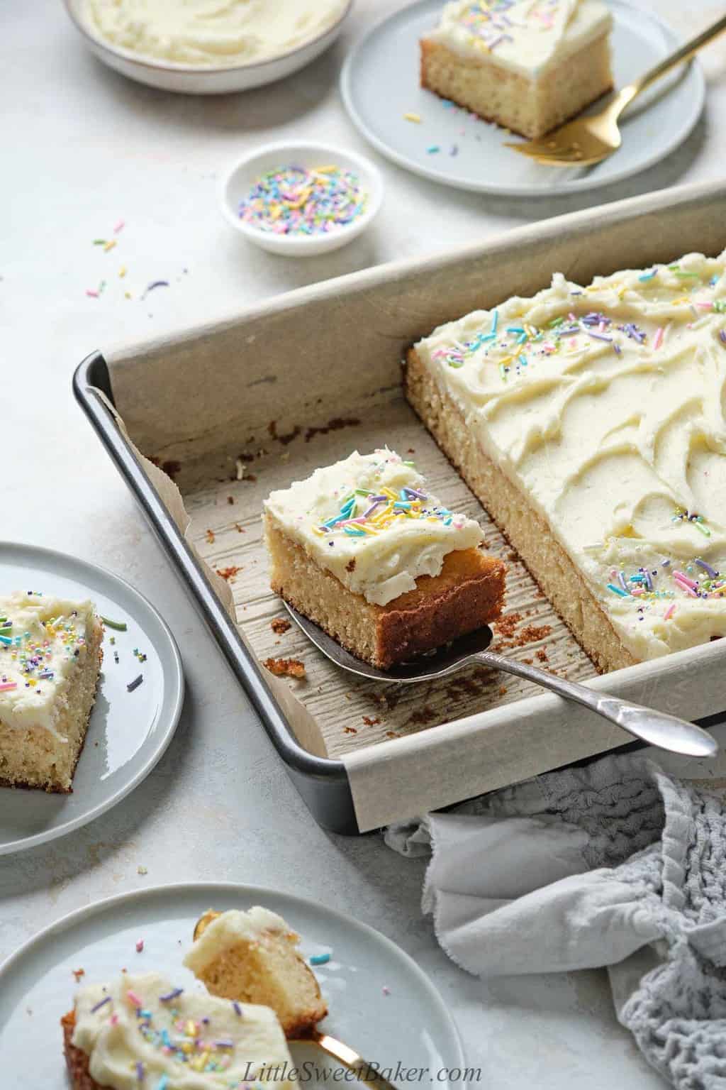 Vanilla Sheet Cake (Recipe + Video) - Little Sweet Baker