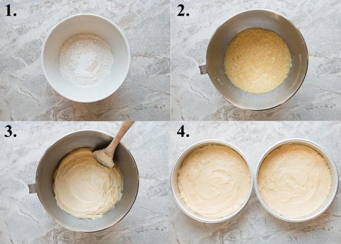 picture collage of how to make Victoria sponge cake