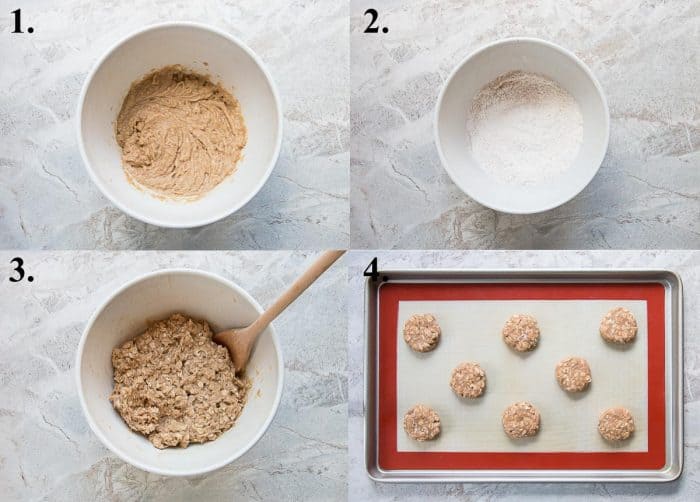 picture collage of how to make oatmeal cookies