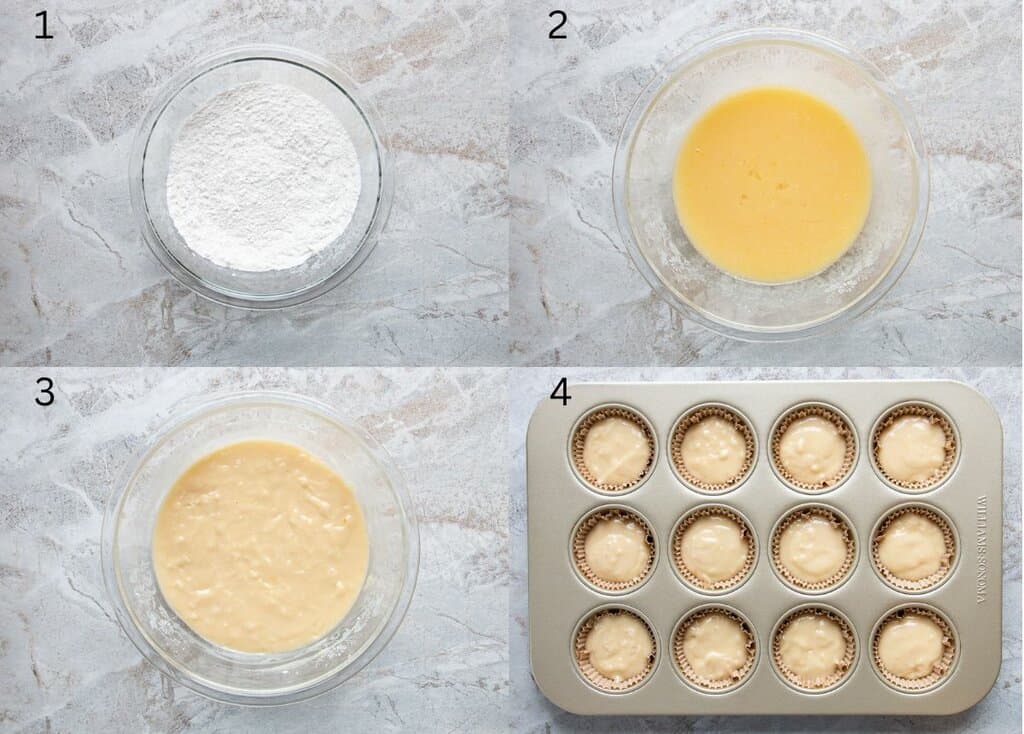 picture collage of how to make coffee cake muffins 