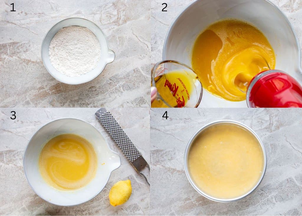 process images of how to make lemon olive oil cake 