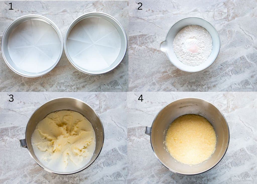 steps 1-4 of how to make Victoria sponge cake