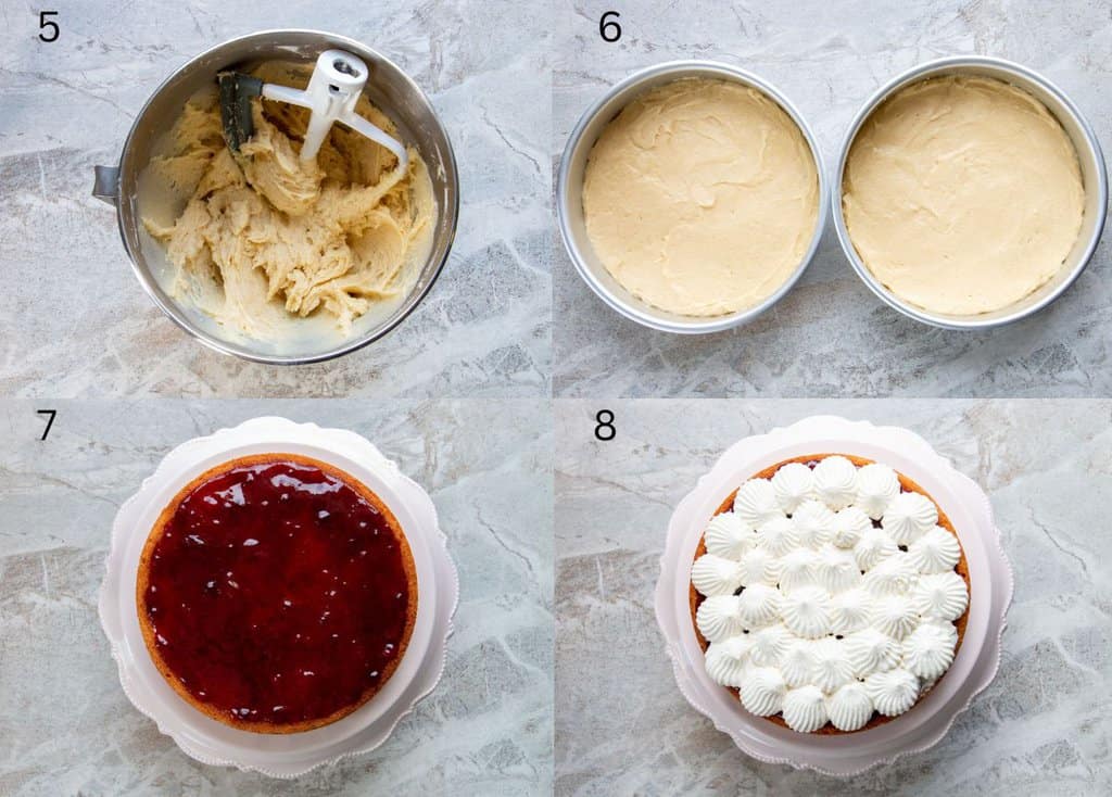 steps 5-8 of how to make Victoria sponge cake
