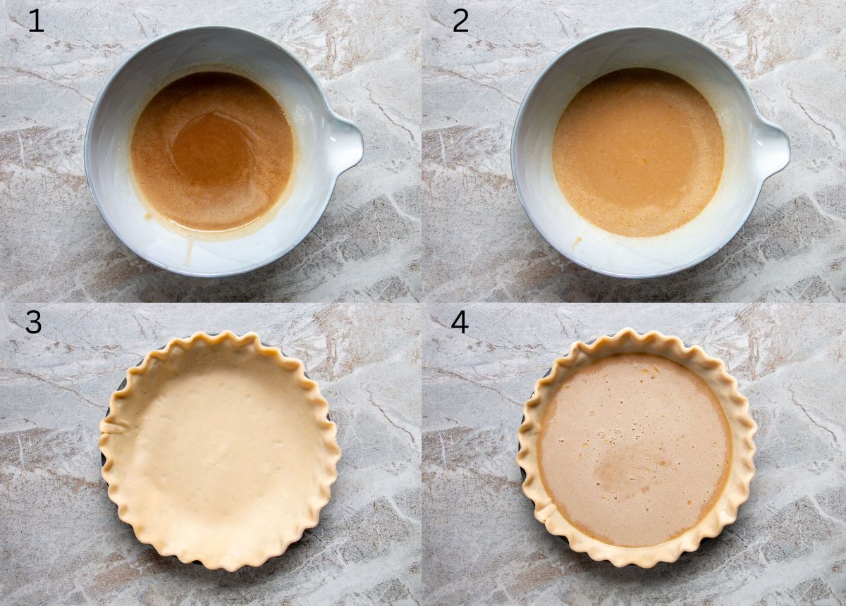 process images of how to make maple syrup pie