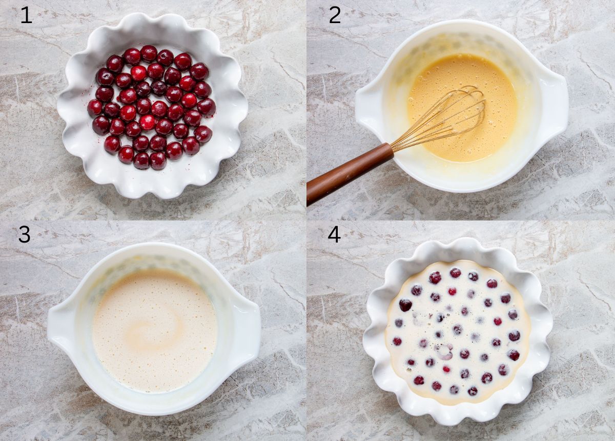 process images of how to make cherry clafoutis by hand