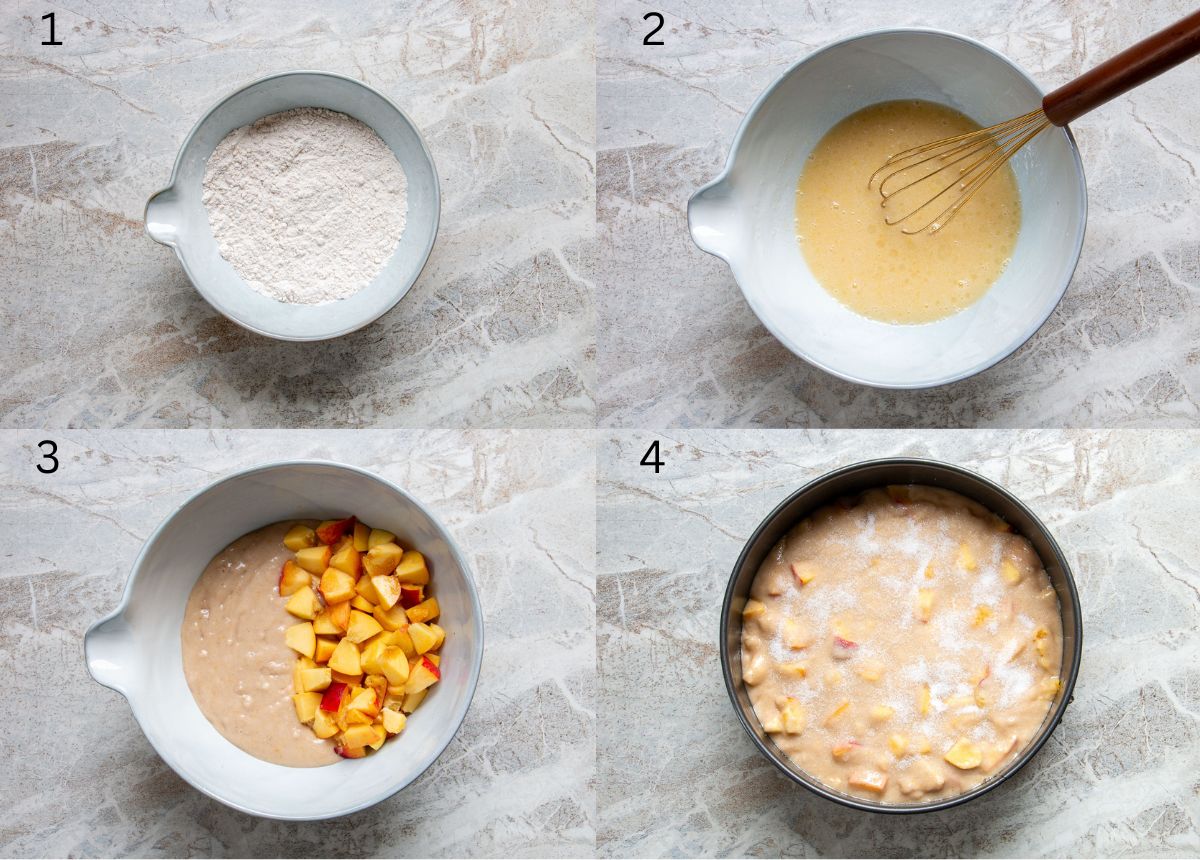 process images of how to make peach cake