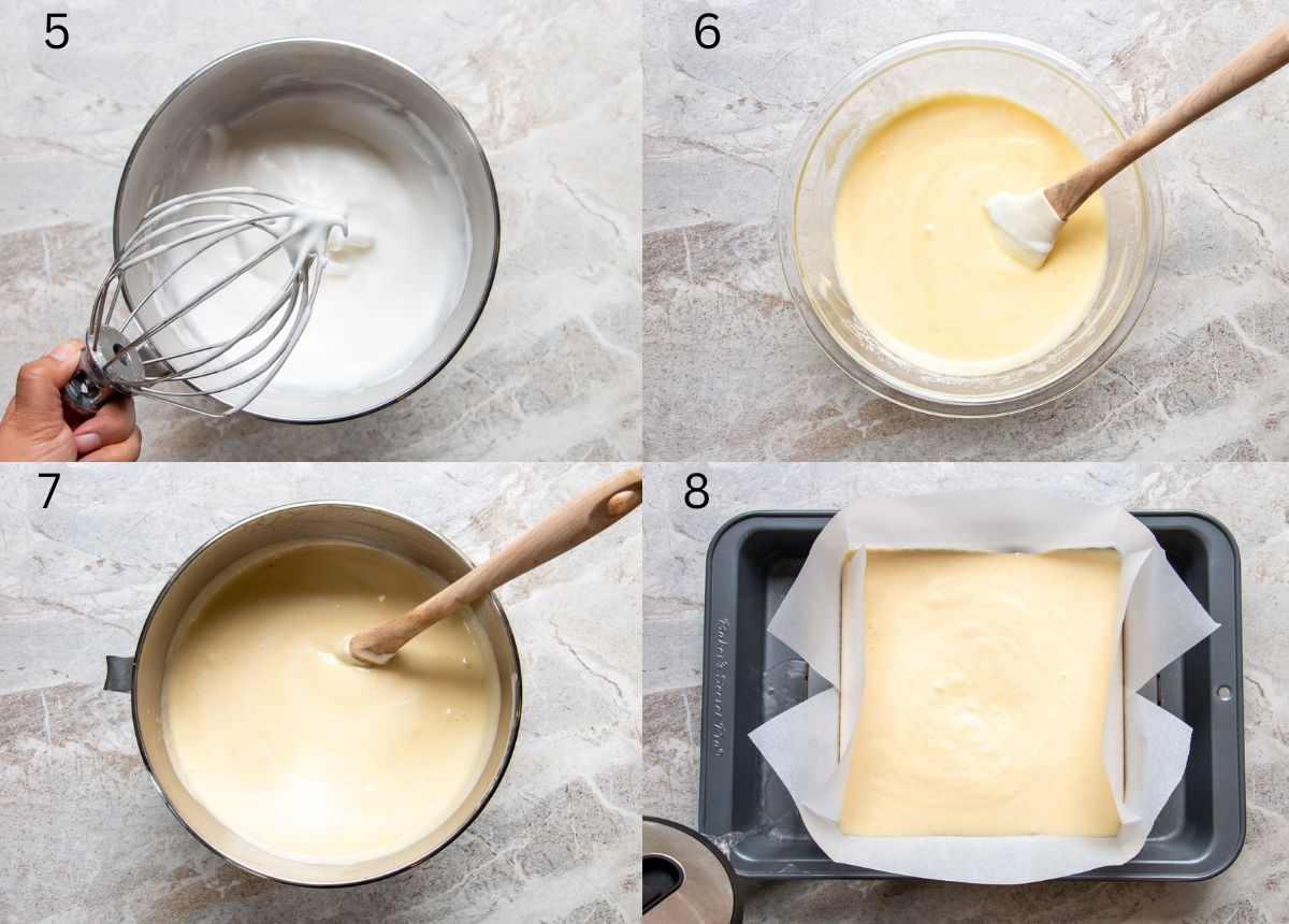 steps 5-8 of how to make Taiwanese castella cake