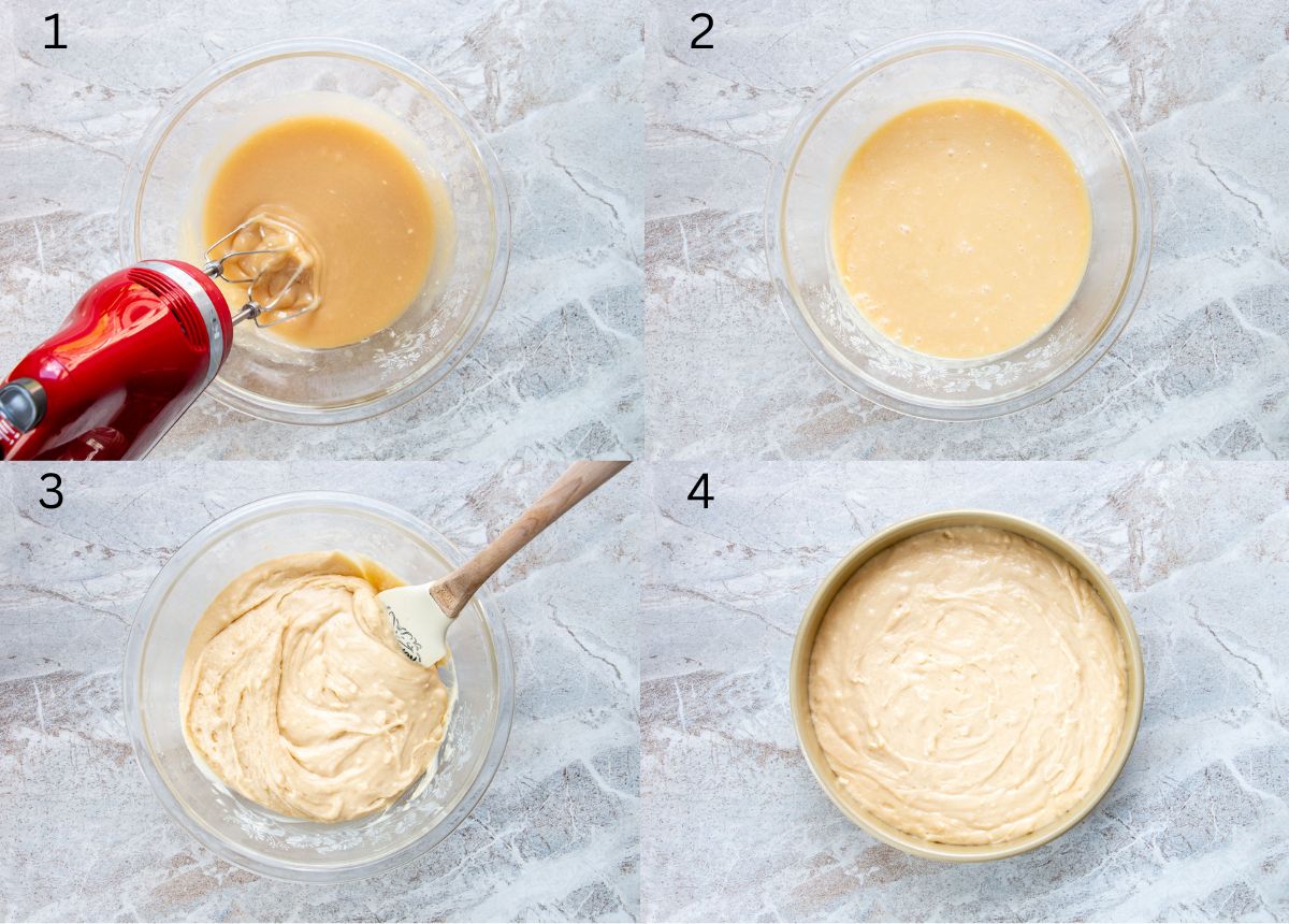 process shots of how to make honey cake