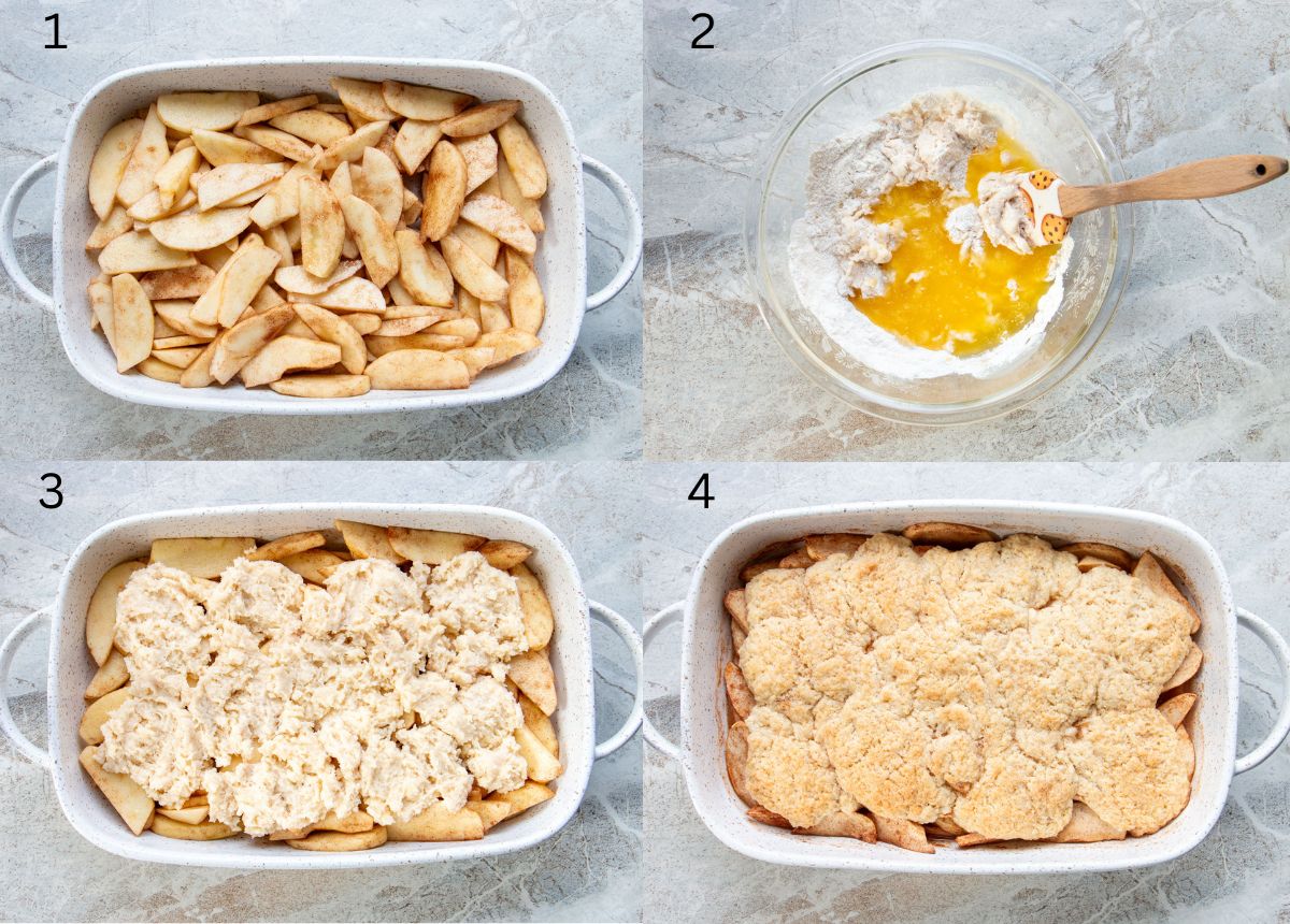 picture collage of how to make apple cobbler