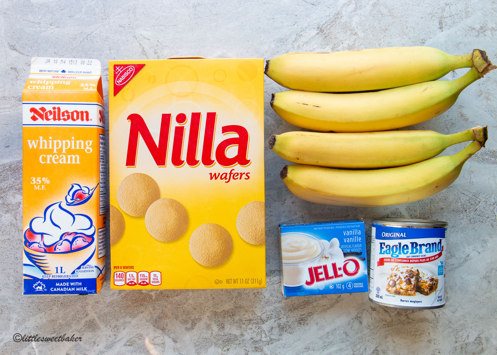 ingredients needed to make Magnolia Bakery's banana pudding