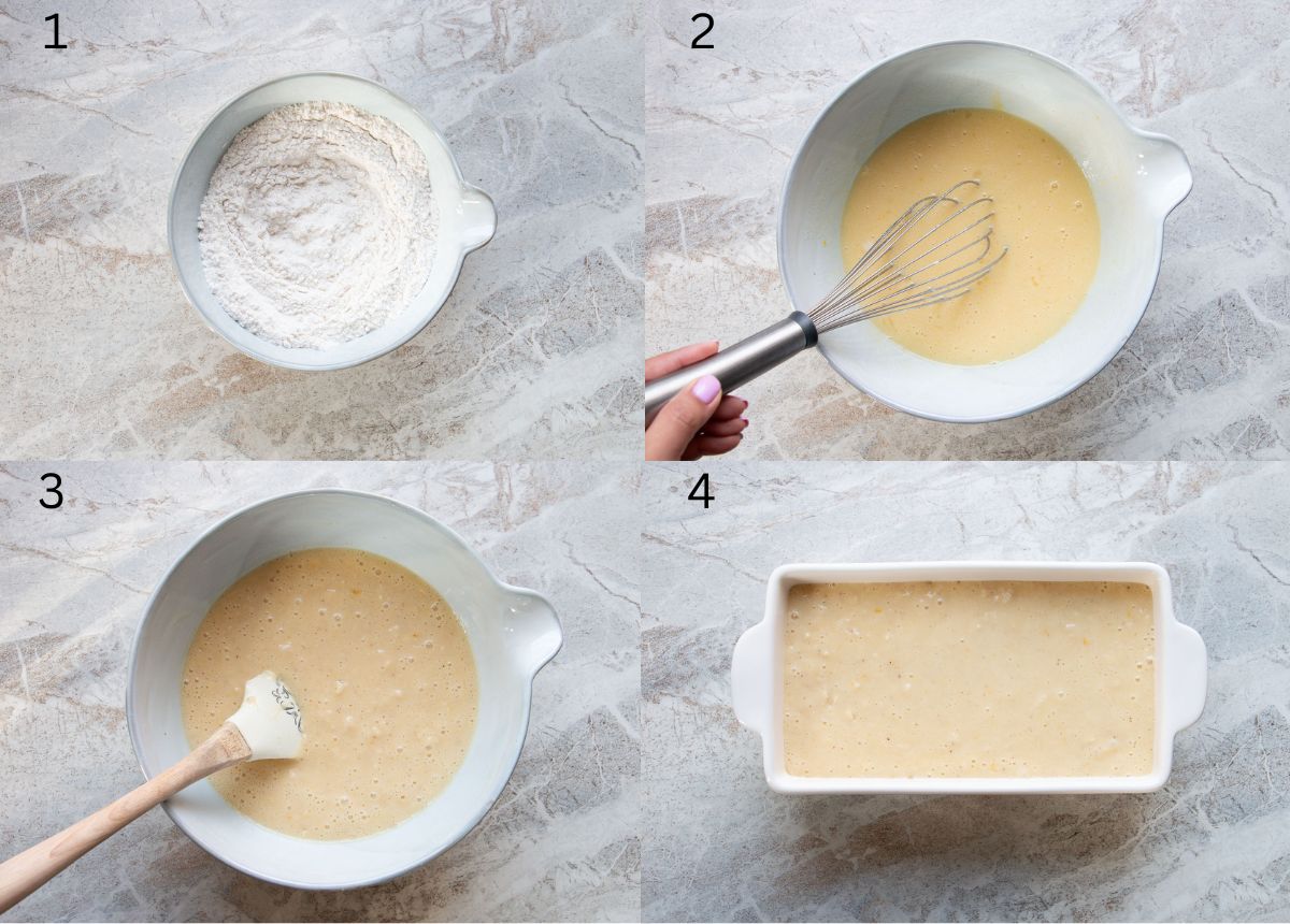 process images of how to make eggnog bread