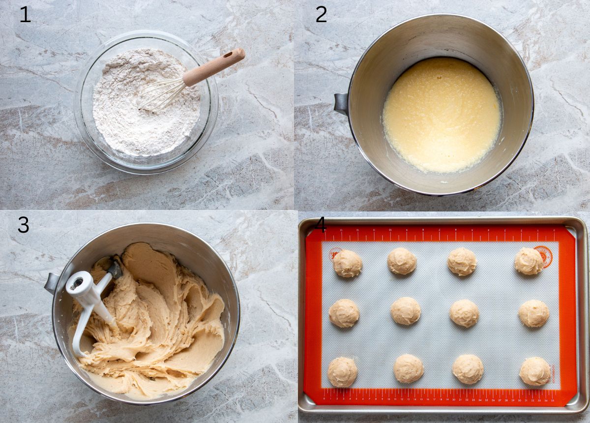 picture collage of how to make eggnog cookies