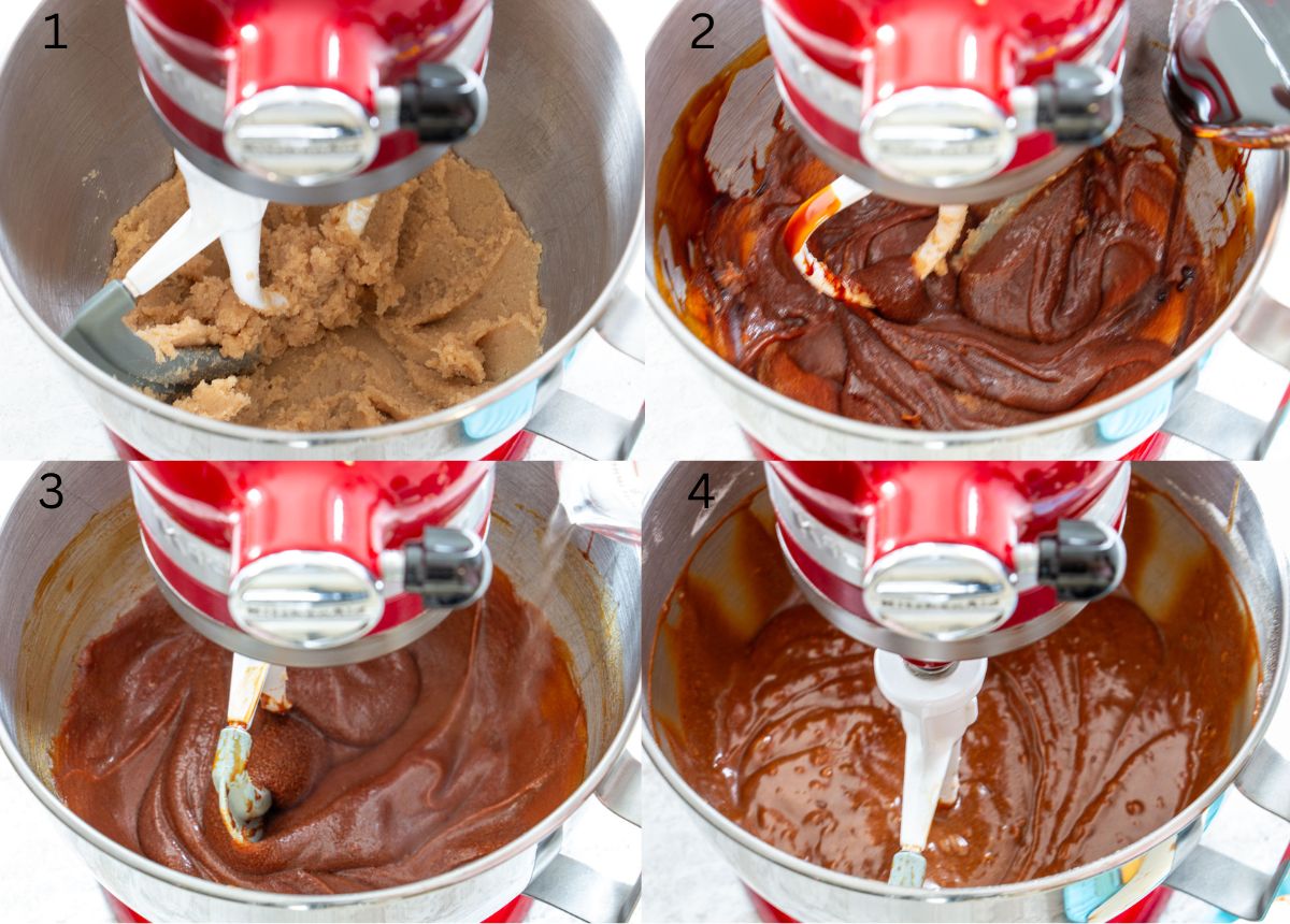 process images of a mixer making gingerbread cake