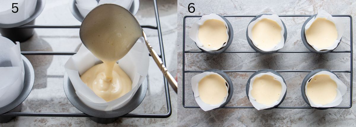 images of how to fill cake pan for paper-wrapped sponge cakes