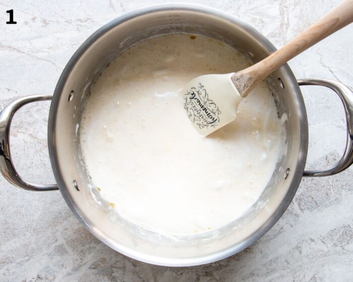 A pot of melted marshmallows.