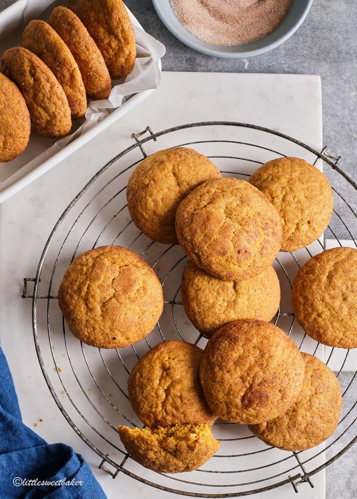 Pumpkin spice cookies on a cooling rack.