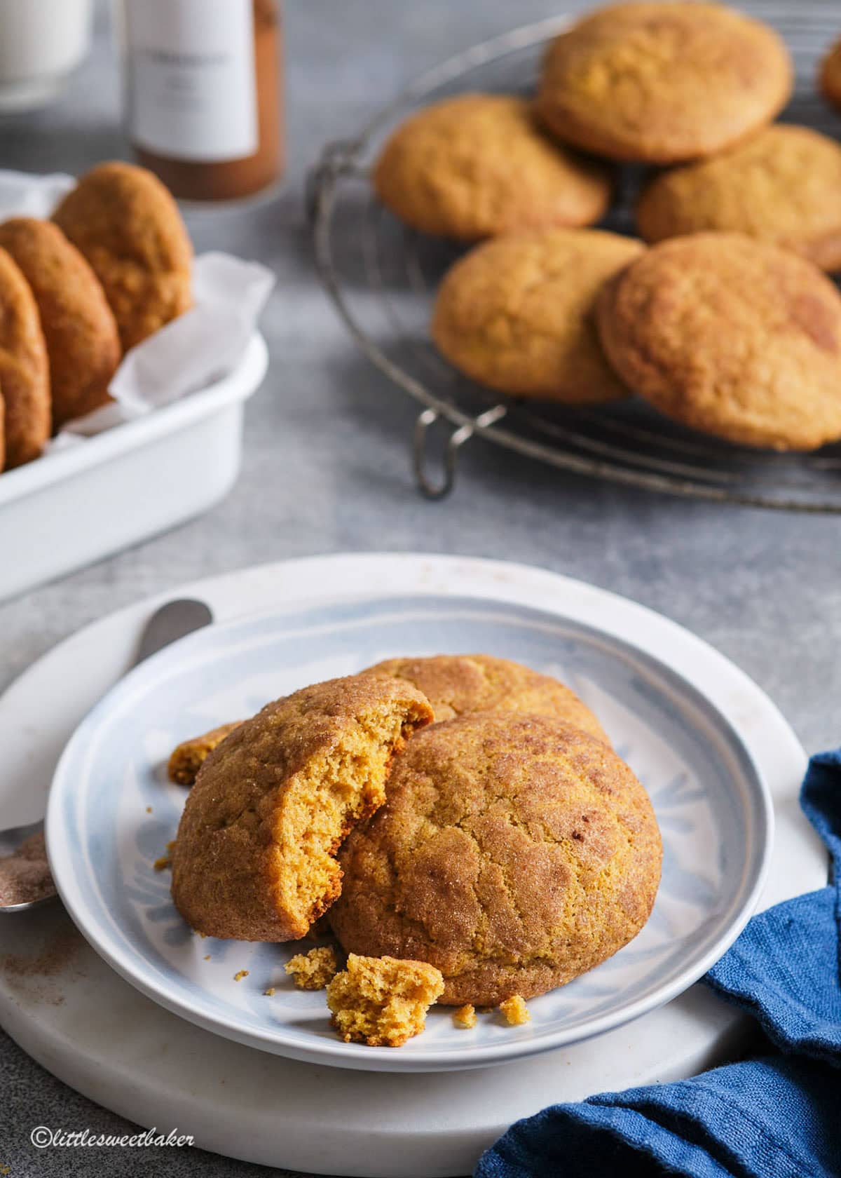 A small plate of cinnamon sugar pumpkin cookies.